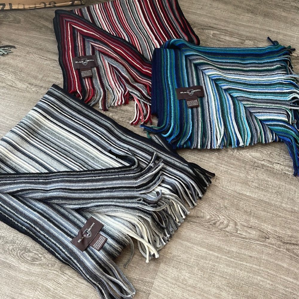 Black Brown Mens Wool Scarves . NEW